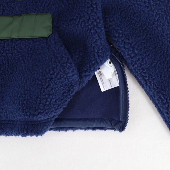 Save The Duck Toddler Navy Warm Teddy Long-Sleeve 1/4-Zip Hooded Jacket Size 4 - Picture 3 of 5